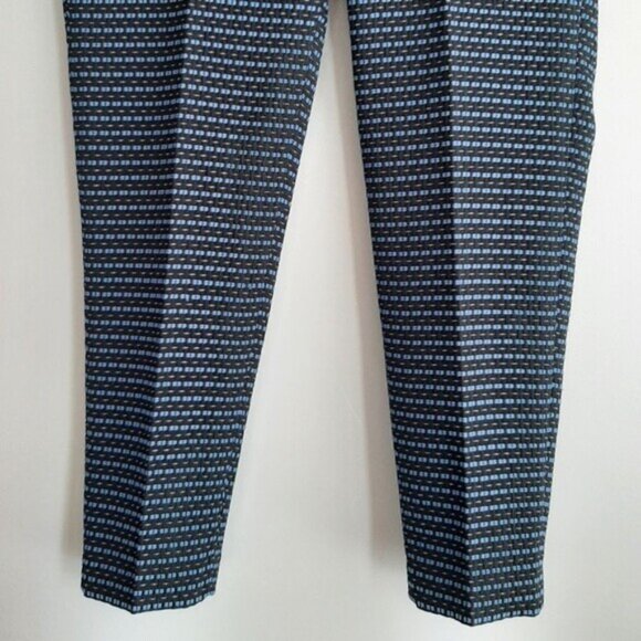ANNE KLEIN | Woven Textured Pattern Front Crease Ankle Crop Trousers Blue Sz 10 - Picture 4 of 11
